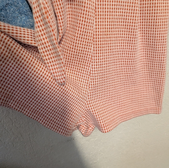 Gingham Wrap Romper in Coral Pink Xs Front Snap Side Tie Coquette Dainty Summer - Picture 5 of 11